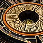 A digital landscape representing the complex and often treacherous legal and scam risks in the cryptocurrency world. It features glowing "scam" traps and deceptive promises (like fake investment charts or 'rug pull' visuals) lurking amidst a maze of constantly shifting regulatory signposts and warning symbols. A figure navigates this environment cautiously, highlighting the hidden dangers of unregulated platforms and fraudulent schemes.